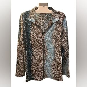Elegant Women's Black and Blue Patterned Blazer